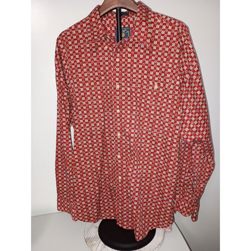 CHAPS/RALPH LAUREN, Red Plaid Casual Long-Sleeve Button-Up, Men's Size XL